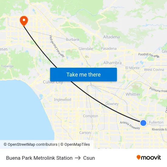 Buena Park Metrolink Station to Csun map
