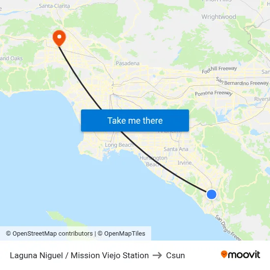Laguna Niguel / Mission Viejo Station to Csun map