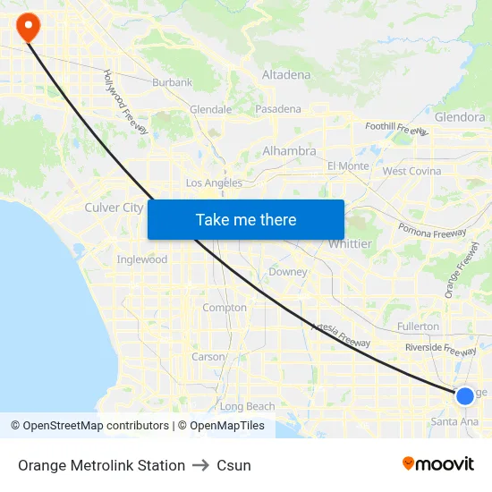 Orange Metrolink Station to Csun map