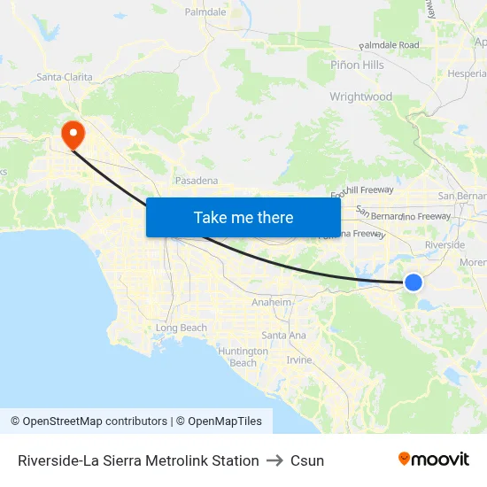 Riverside-La Sierra Metrolink Station to Csun map
