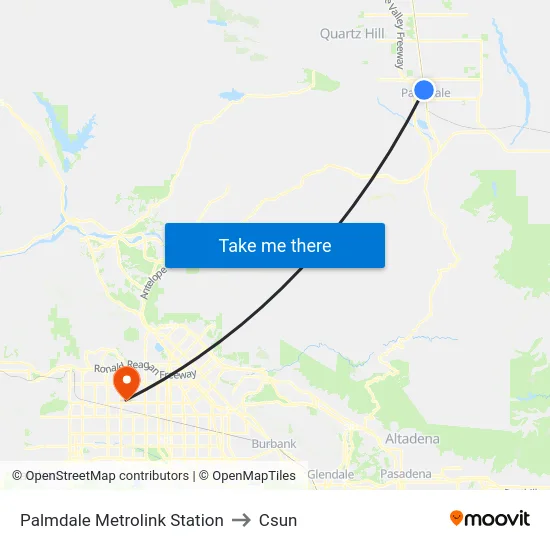 Palmdale Metrolink Station to Csun map
