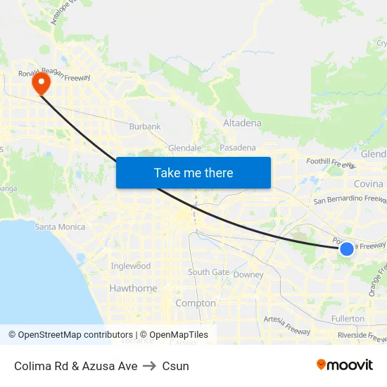 Colima Rd & Azusa Ave to Csun map