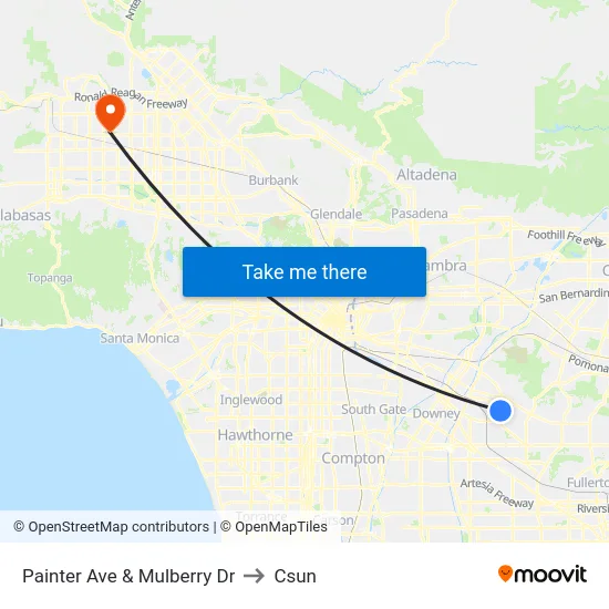 Painter Ave & Mulberry Dr to Csun map