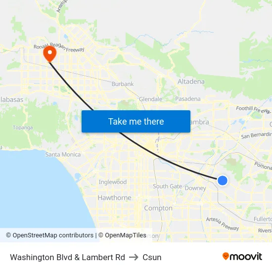 Washington Blvd & Lambert Rd to Csun map