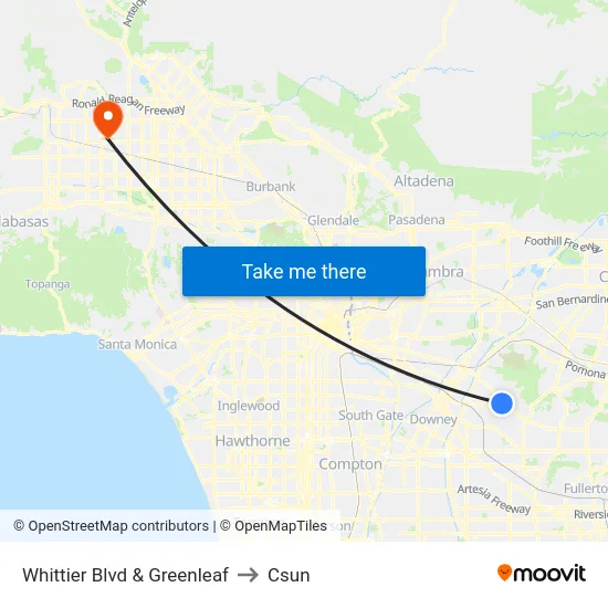 Whittier Blvd & Greenleaf to Csun map