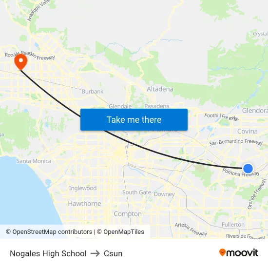 Nogales High School to Csun map