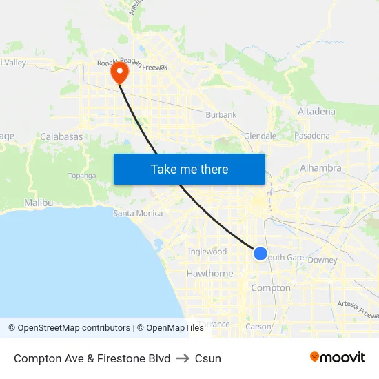 Compton Ave & Firestone Blvd to Csun map