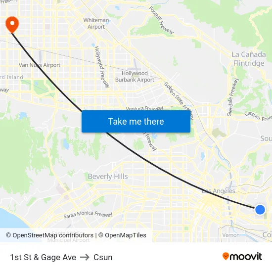 1st St & Gage Ave to Csun map