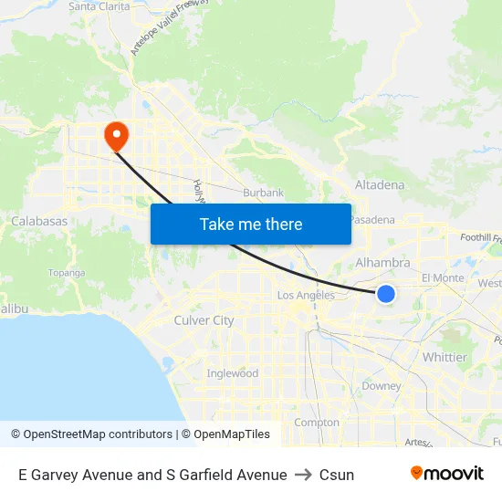 E Garvey Avenue and S Garfield Avenue to Csun map