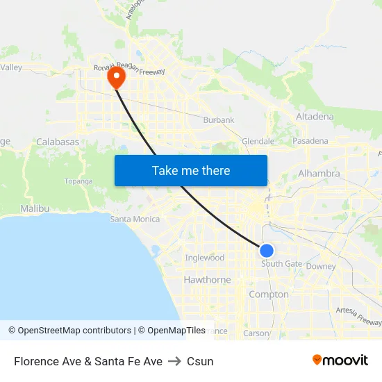 Florence Ave & Santa Fe Ave to Csun map