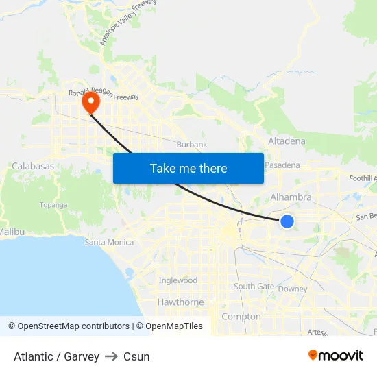 Atlantic / Garvey to Csun map