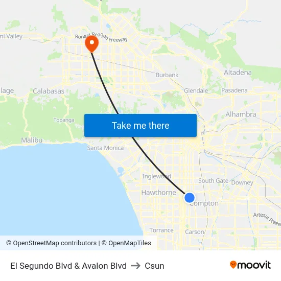 El Segundo Blvd & Avalon Blvd to Csun map