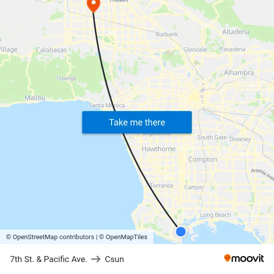 7th St. & Pacific Ave. to Csun map