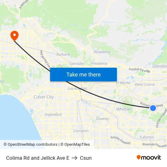 Colima Rd and Jellick Ave E to Csun map