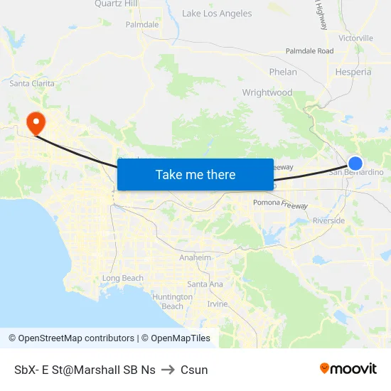 SbX- E St@Marshall SB Ns to Csun map
