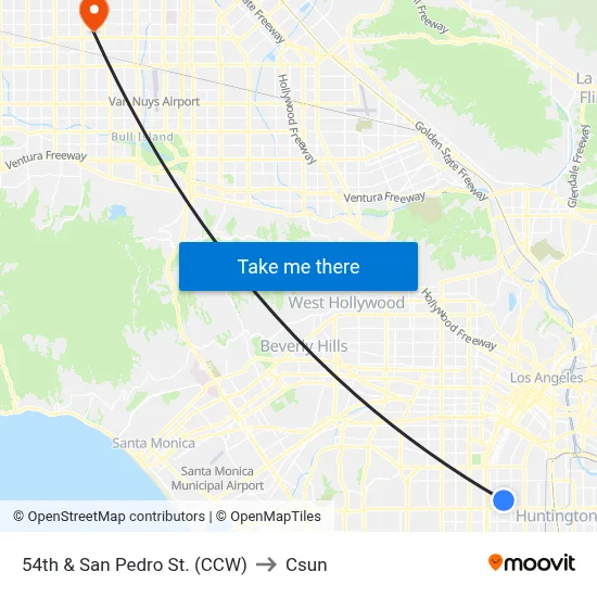 54th & San Pedro St. (CCW) to Csun map