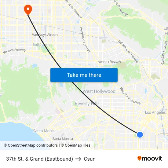 37th St. & Grand (Eastbound) to Csun map
