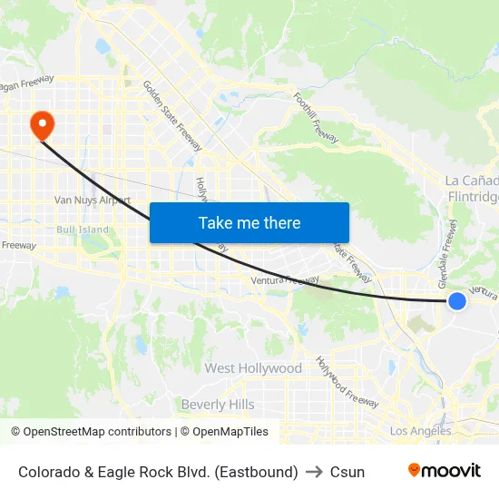 Colorado & Eagle Rock Blvd. (Eastbound) to Csun map