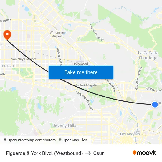 Figueroa & York Blvd. (Westbound) to Csun map