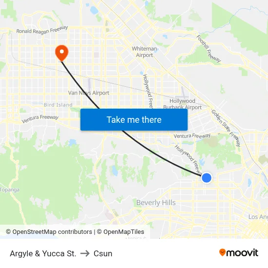 Argyle & Yucca St. to Csun map