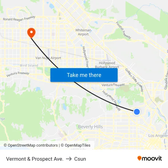 Vermont & Prospect Ave. to Csun map