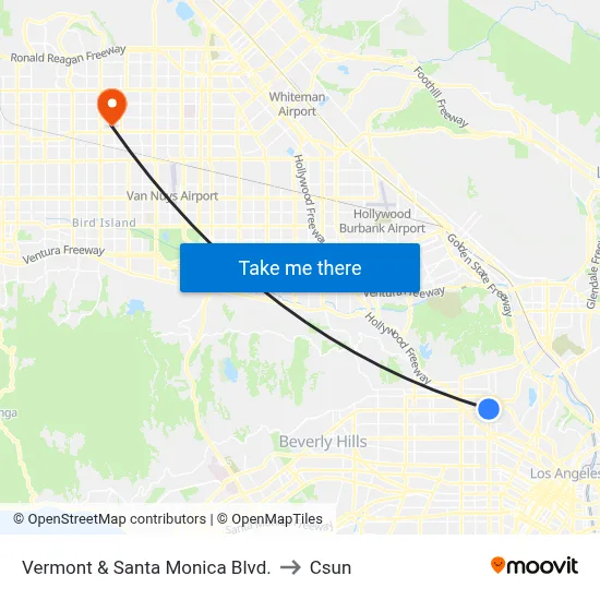 Vermont & Santa Monica Blvd. to Csun map
