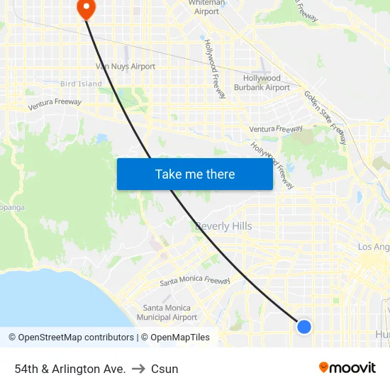 54th & Arlington Ave. to Csun map