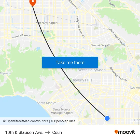 10th & Slauson Ave. to Csun map