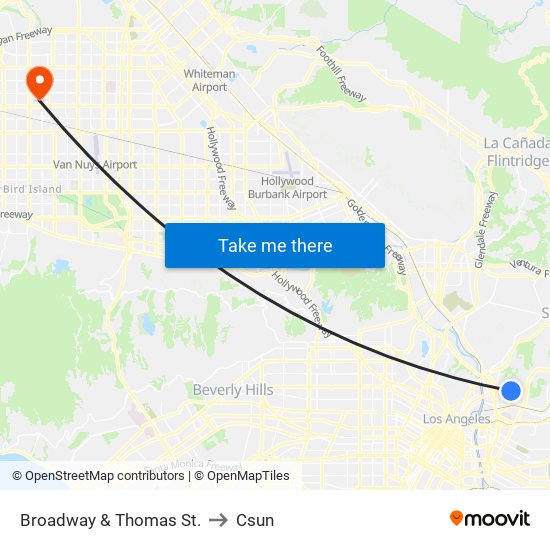 Broadway & Thomas St. to Csun map