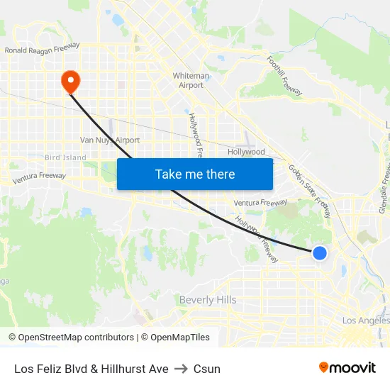 Los Feliz Blvd & Hillhurst Ave to Csun map