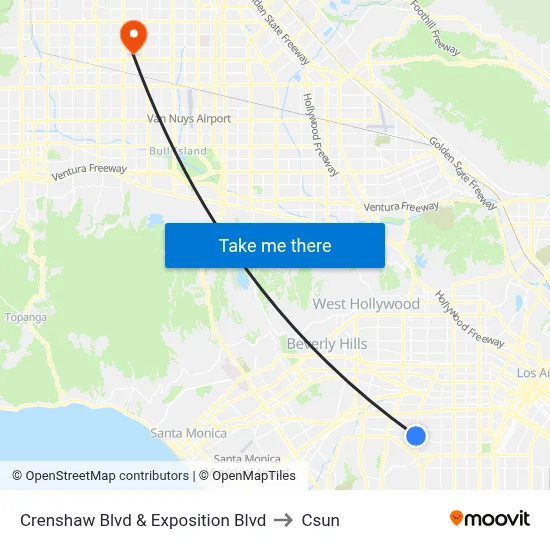 Crenshaw Blvd & Exposition Blvd to Csun map