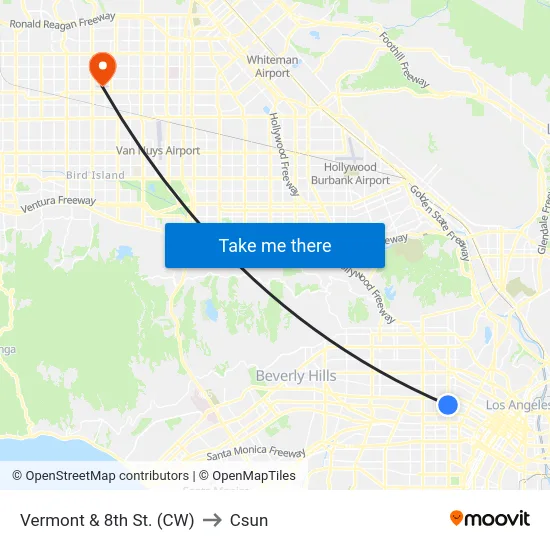 Vermont & 8th St. (CW) to Csun map