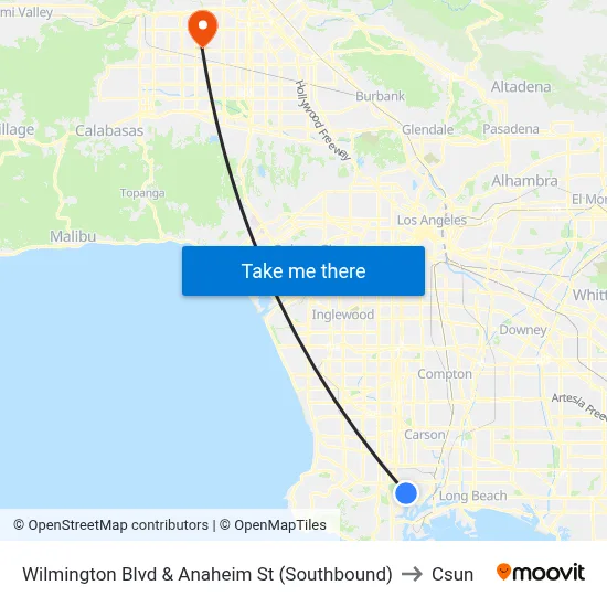 Wilmington Blvd & Anaheim St (Southbound) to Csun map