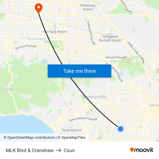 MLK Blvd & Crenshaw to Csun map