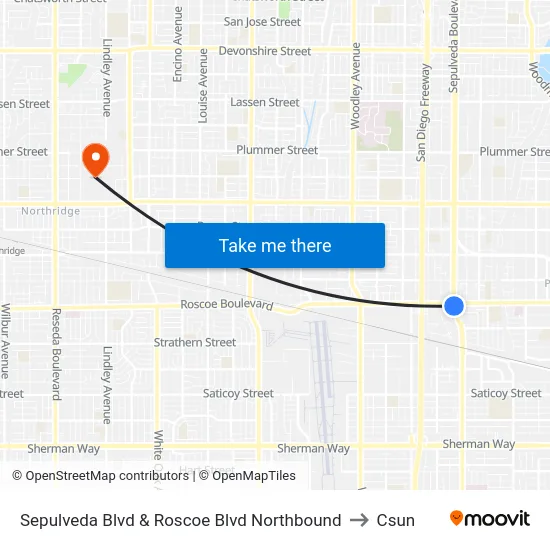 Sepulveda Blvd & Roscoe Blvd Northbound to Csun map