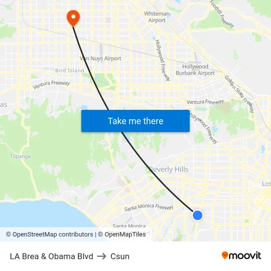 LA Brea & Obama Blvd to Csun map