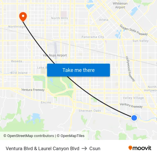 Ventura Blvd & Laurel Canyon Blvd to Csun map