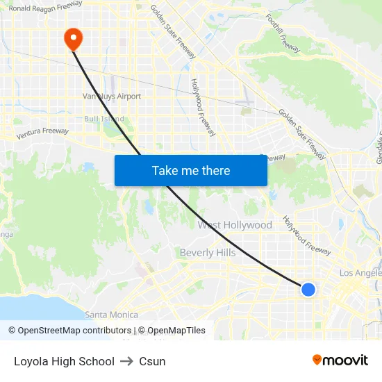 Loyola High School to Csun map