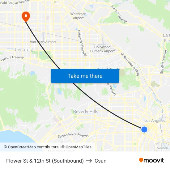 Flower St & 12th St (Southbound) to Csun map