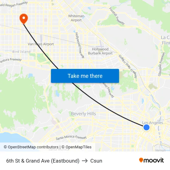 6th St & Grand Ave (Eastbound) to Csun map