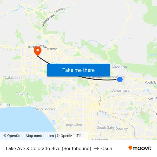 Lake Ave & Colorado Blvd (Southbound) to Csun map