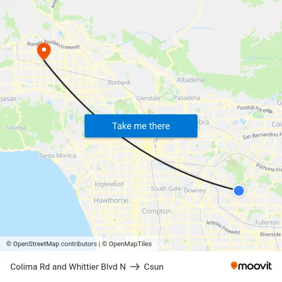 Colima Rd and Whittier Blvd N to Csun map