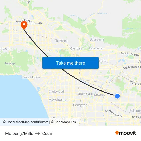 Mulberry/Mills to Csun map