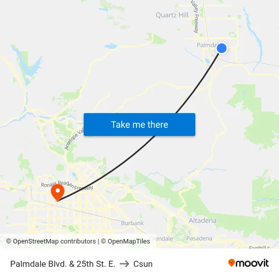 Palmdale Blvd. & 25th St. E. to Csun map
