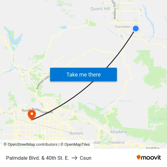 Palmdale Blvd. & 40th St. E. to Csun map