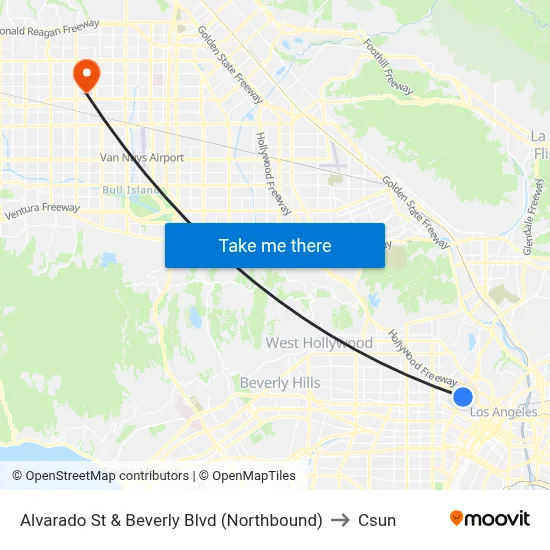 Alvarado St & Beverly Blvd (Northbound) to Csun map
