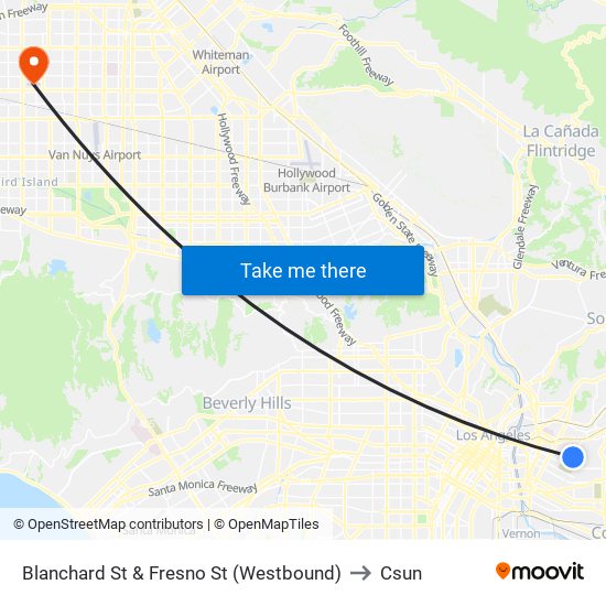 Blanchard St & Fresno St (Westbound) to Csun map