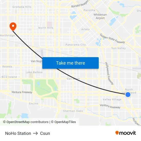 NoHo Station to Csun map