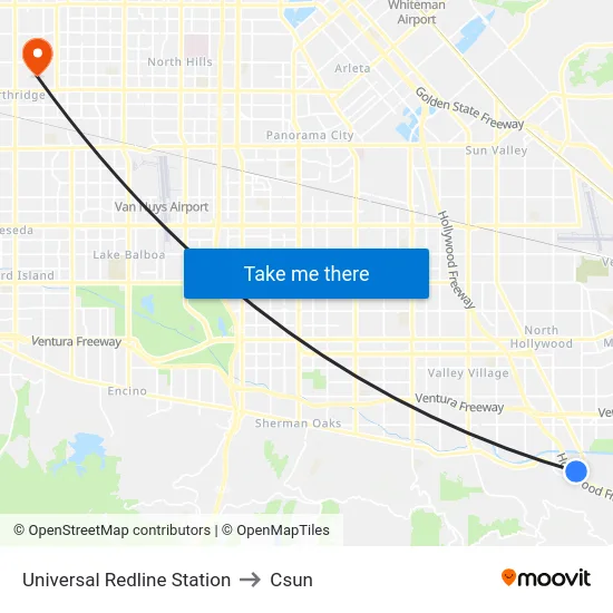 Universal Redline Station to Csun map