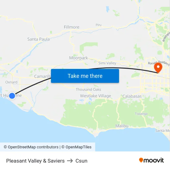 Pleasant Valley & Saviers to Csun map